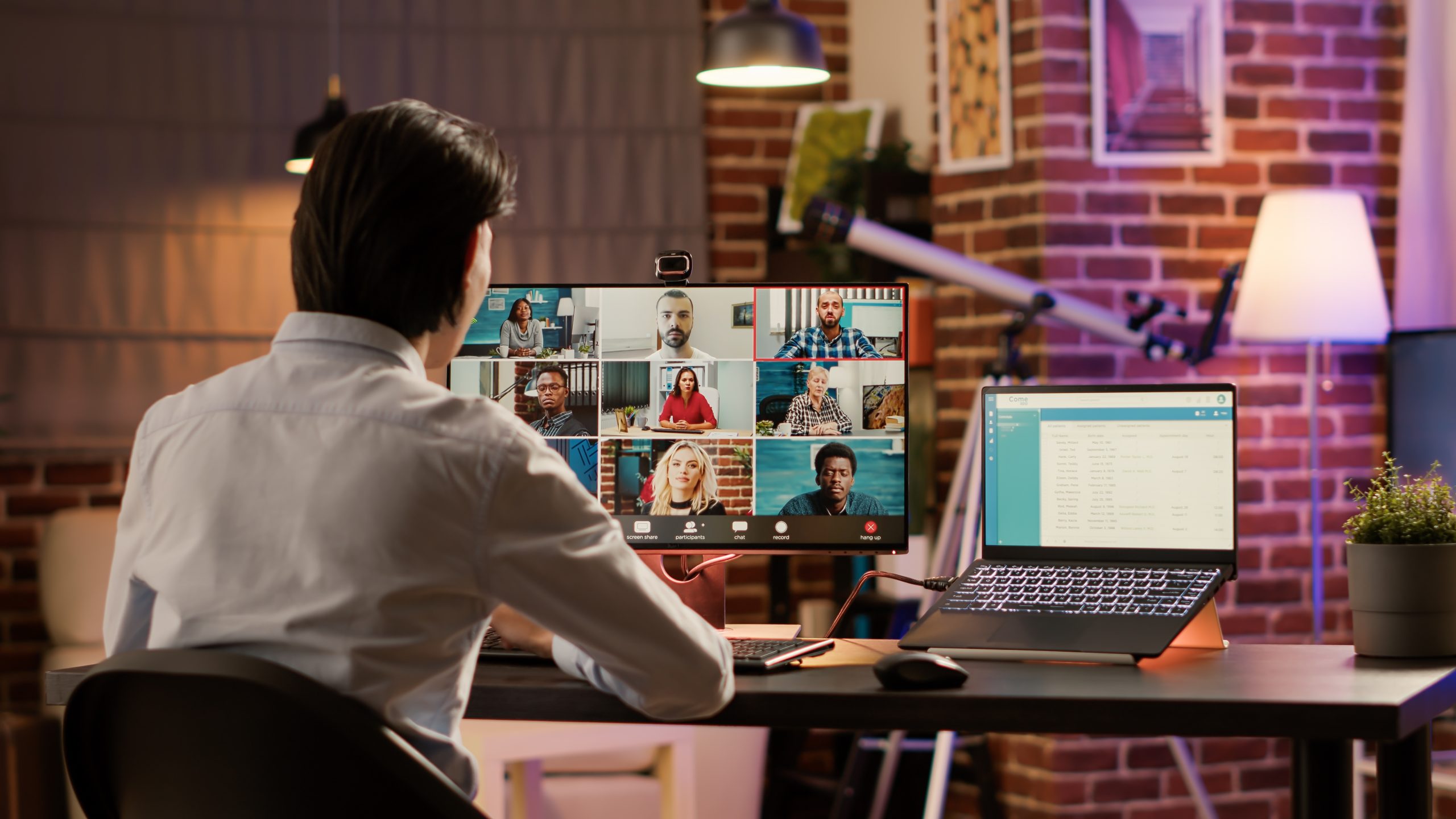 Entrepreneur on a video call at home, collaborating with colleagues remotely and illustrating how distributed teams can quietly accumulate hidden innovation debt.